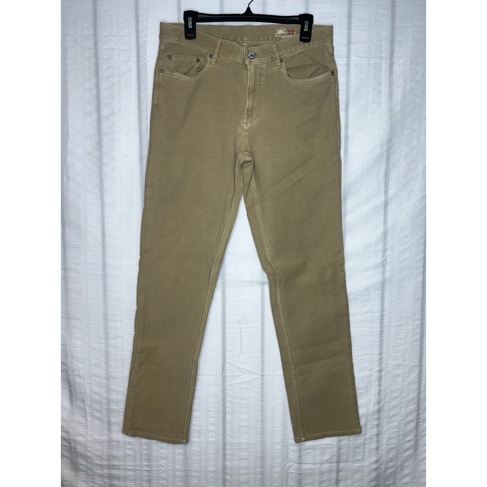 Faherty Stretch Terry 5-Pocket Pants Mens 32x30 Beige Tan Slim Straight MBC0020